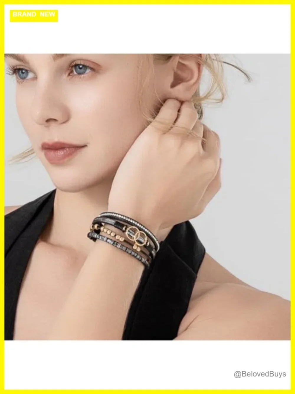 4-in-1 Stackable Faux Leather Wrap Bracelet with Infinity Charm, Magnetic Clasp